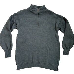 Woolovers Mens Wool Sweater Size Small Green Knitted 1/4 Zip Neck